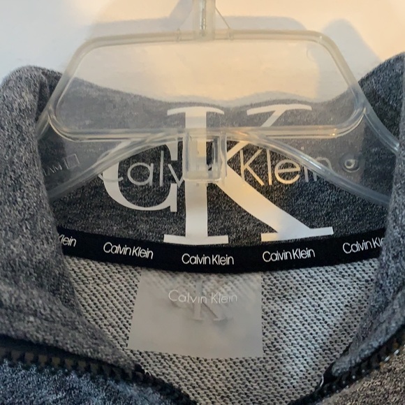 Calvin Klein Logo Half-Zip Pullover Black Heather, sz Small - Picture 4 of 7